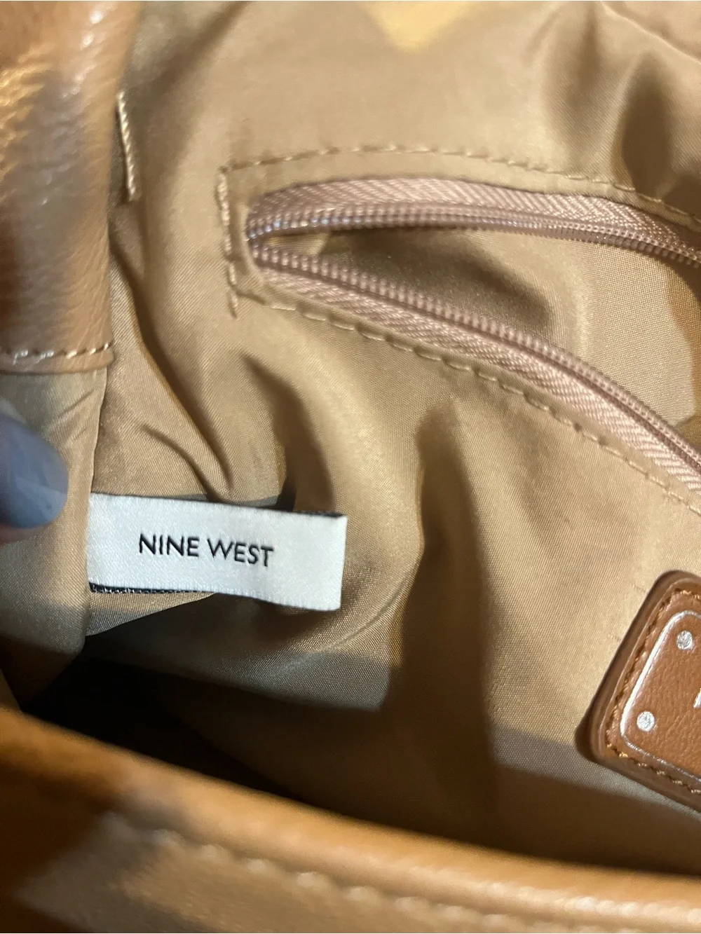 Nine West Vintage Y2K Crossbody Bag Caramel Faux Leather Front Adjustable Strap